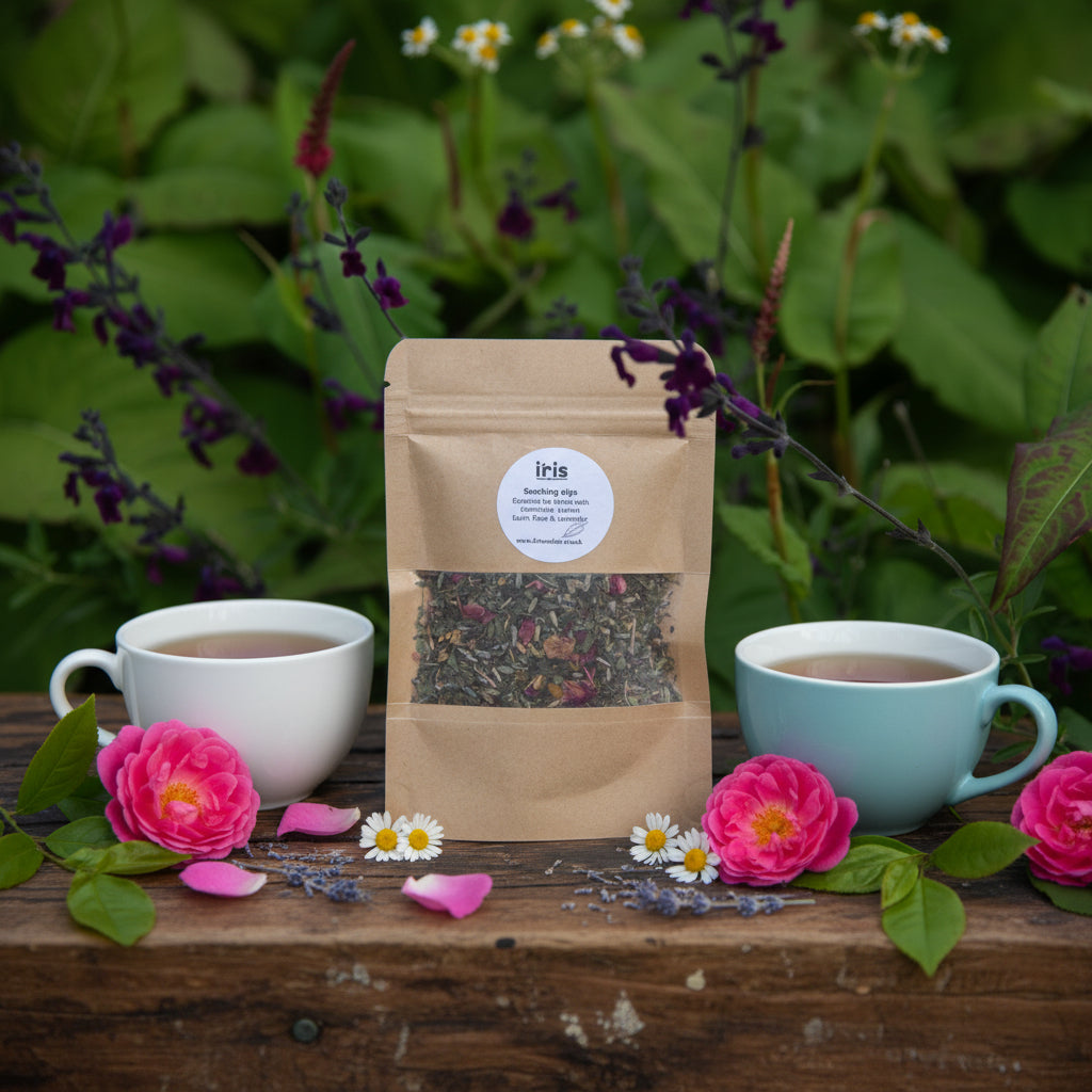 Relaxing Soothing sips tea with Lavender, Rose, Camomile and Lemon balm